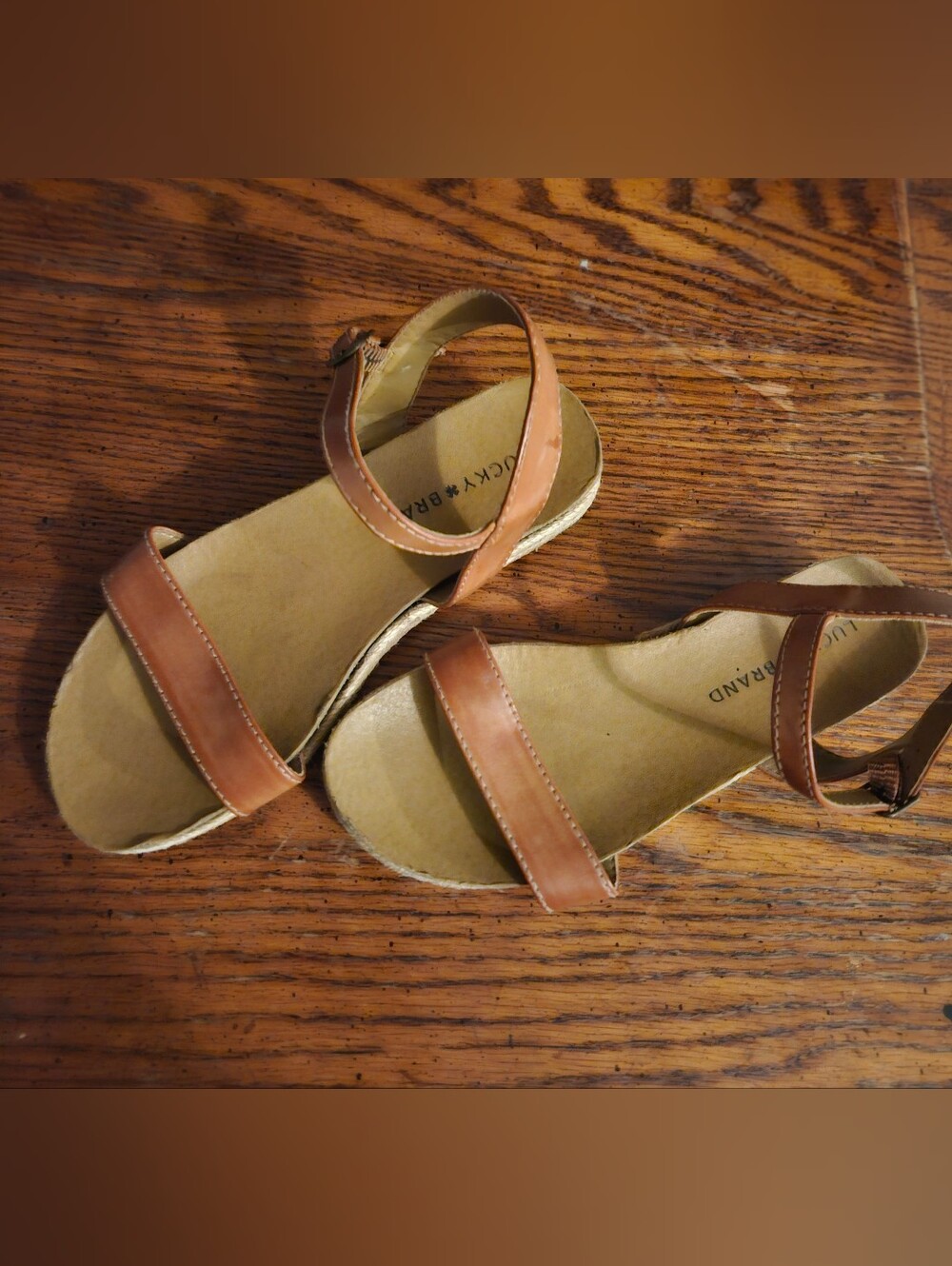 Lucky Brand Garston Tan Leather Espadrille Sandals
